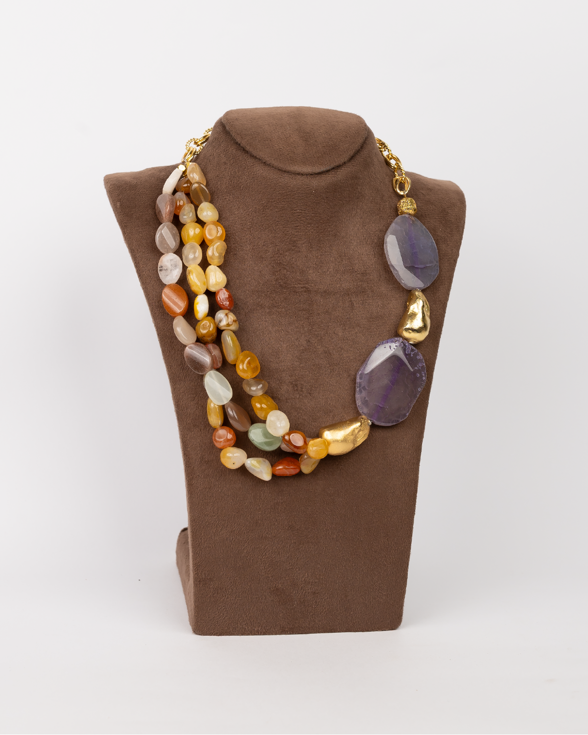 Purple amethyste and Agate Necklace
