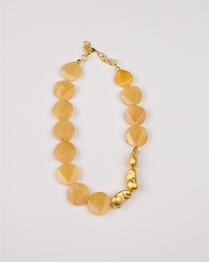 Beige Agate Golden Necklace