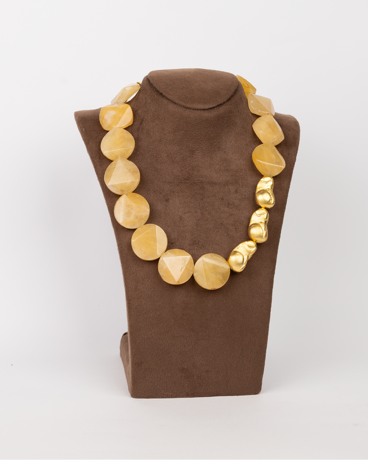 Beige Agate Golden Necklace