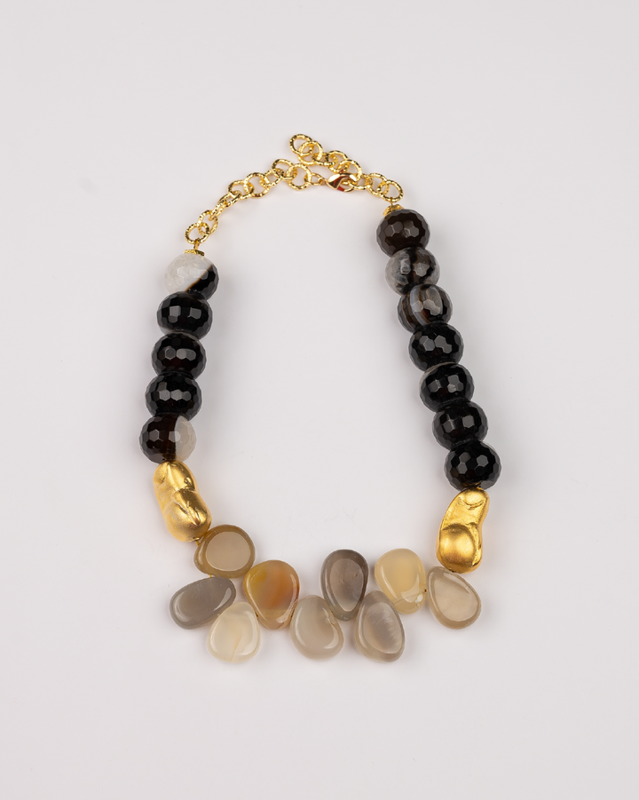 Beige Noir Agate Necklace