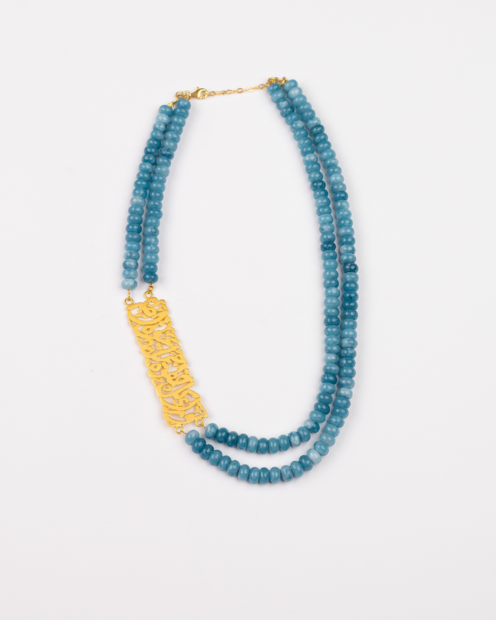 A Mothers Prayer's Necklace in blue agate