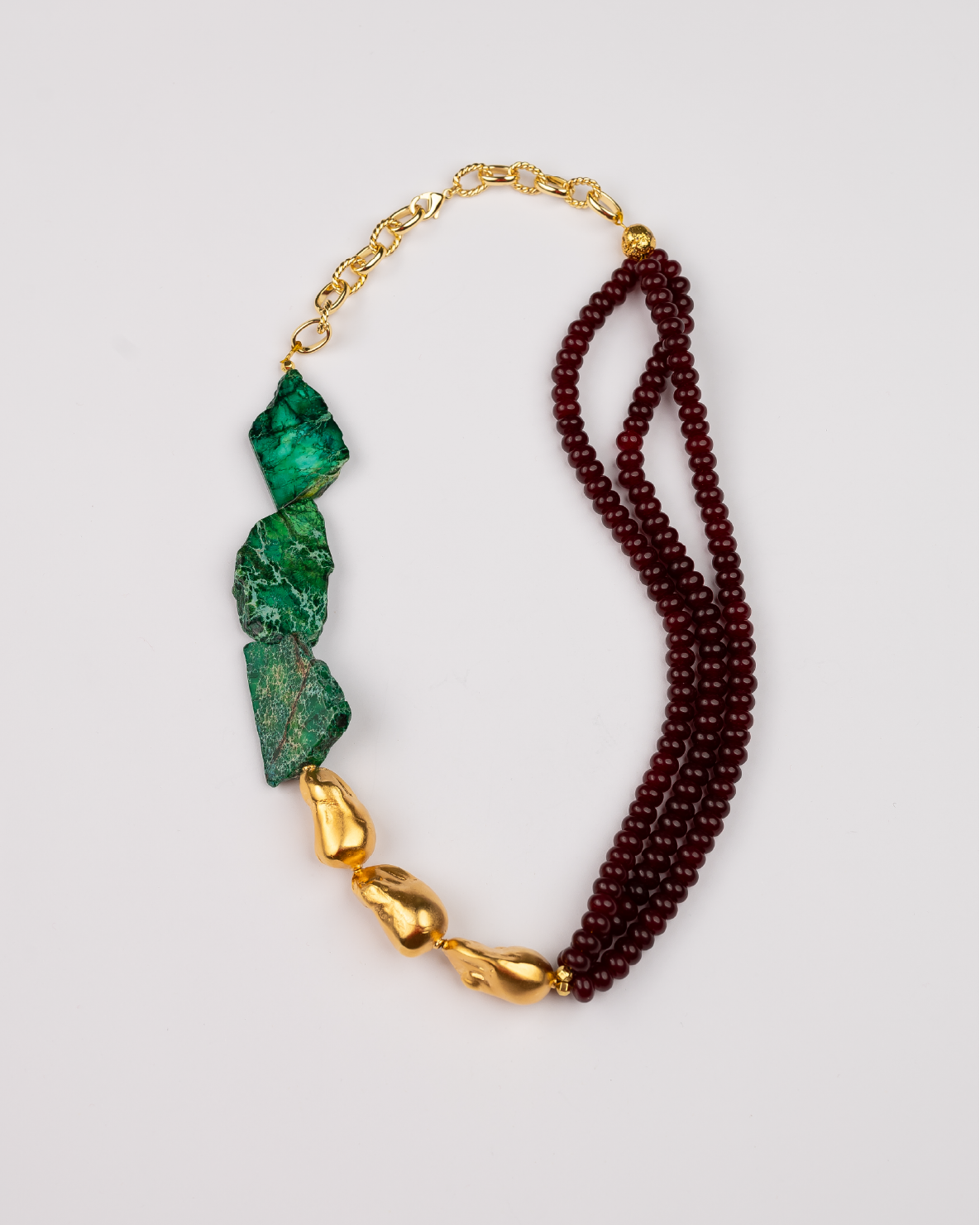 Green and Burgundy Terra Necklace