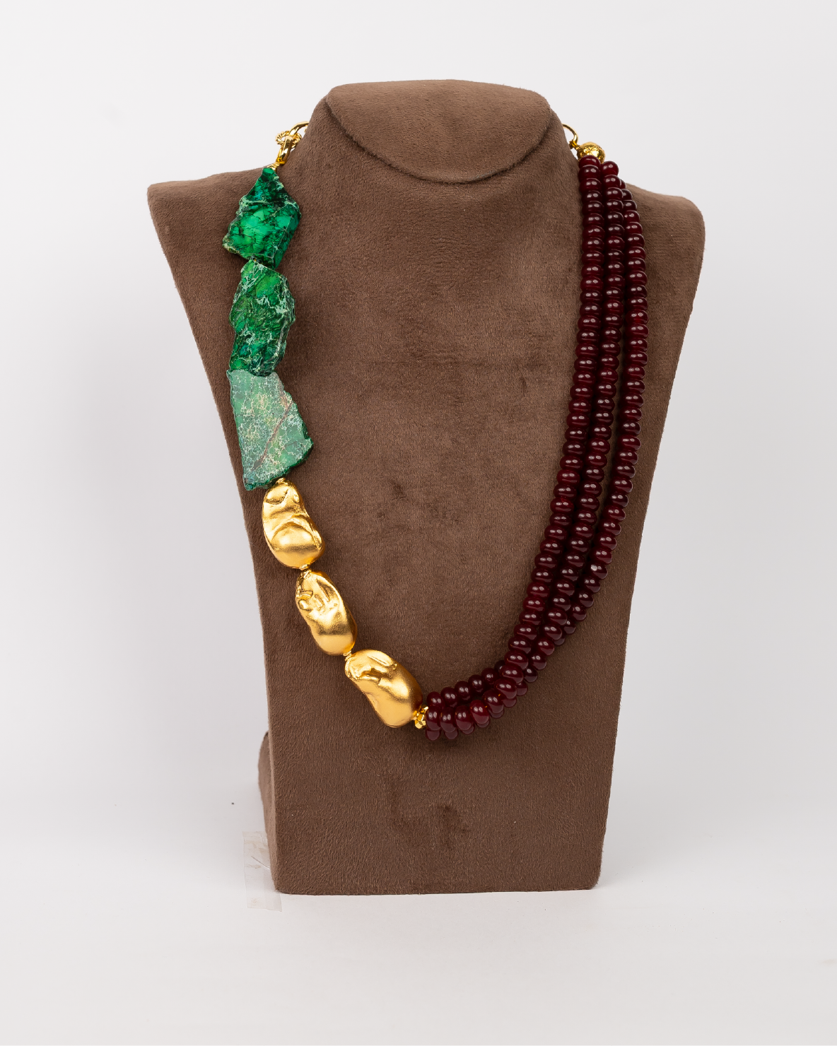 Green and Burgundy Terra Necklace