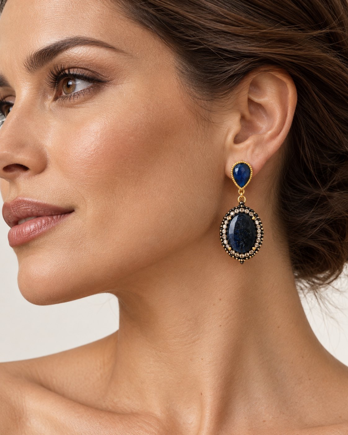 Deep Blue Ornate Drop Earrings