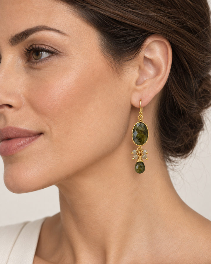 Labradorite & Pearl Drop Earrings