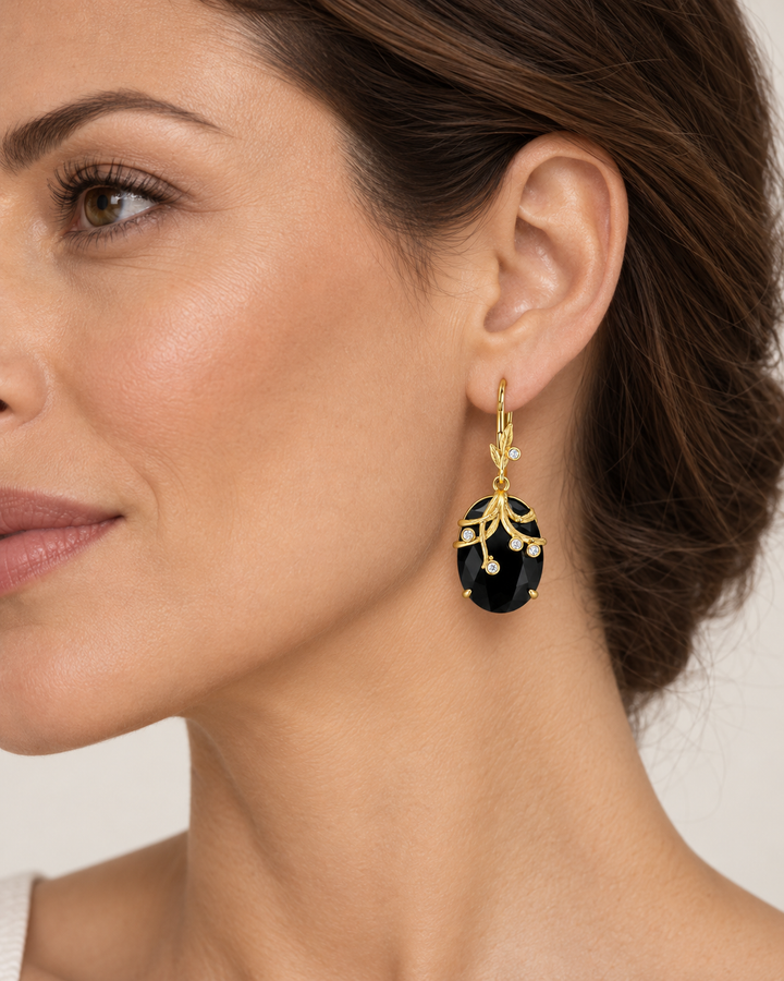 Onyx & Zircon Earrings
