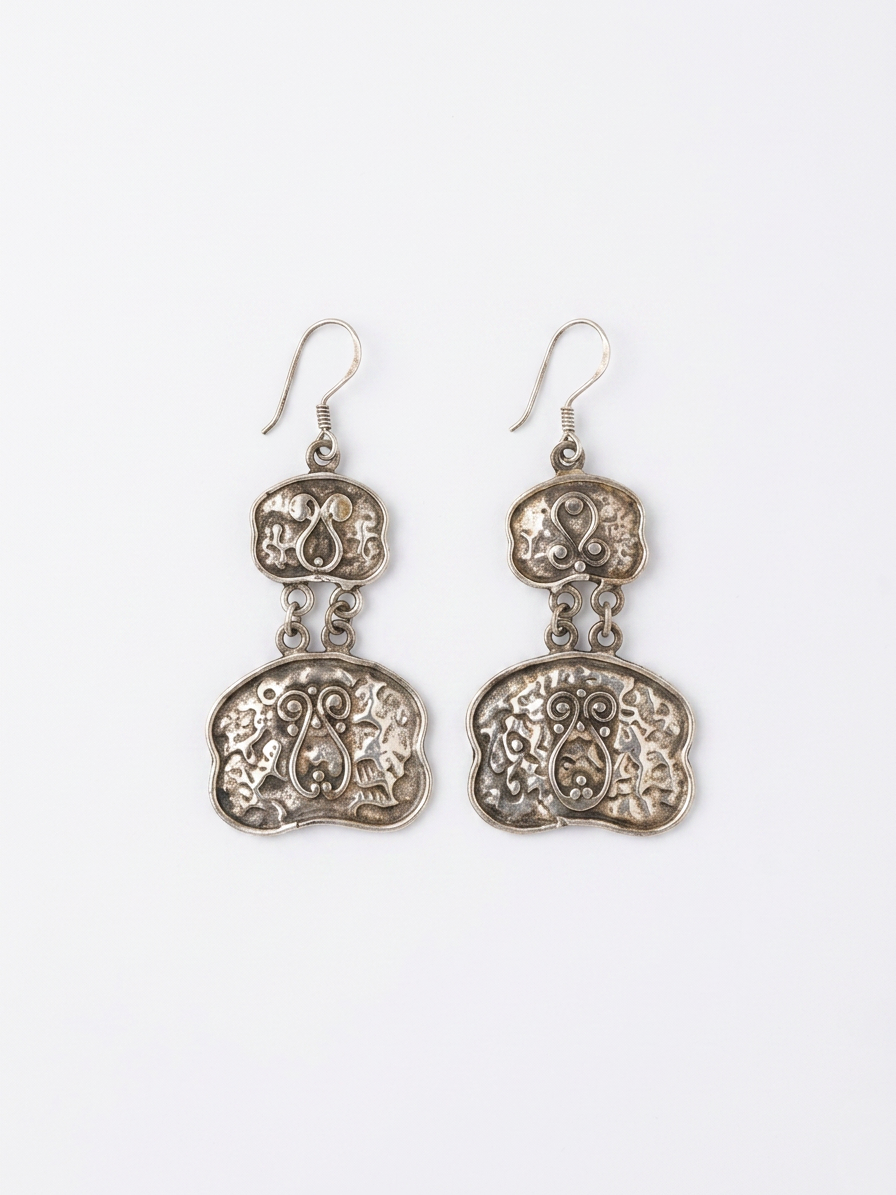Silver Layered Drop Earrings