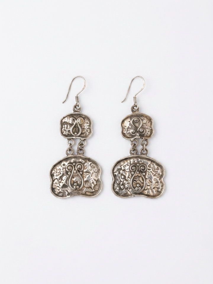Silver Layered Drop Earrings