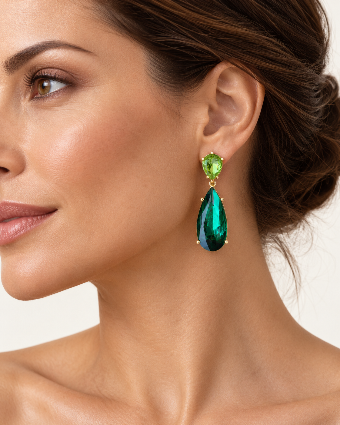 Green Double Drop Earrings