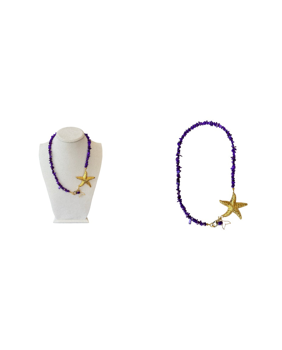 Purple Star Fish Necklace with charm